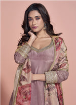 Thumbnail for Vegaa Fashion Onion Pink Viscose Jacquard Silk Embroidered Anarkali Suit