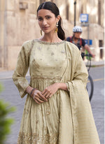 Thumbnail for Vegaa Fashion Off White Silk Embroidered Palazzo Suit