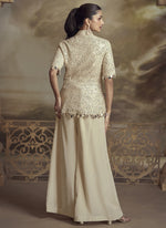 Thumbnail for Vegaa Fashion Cream Georgette Embroidered Palazzo Suit