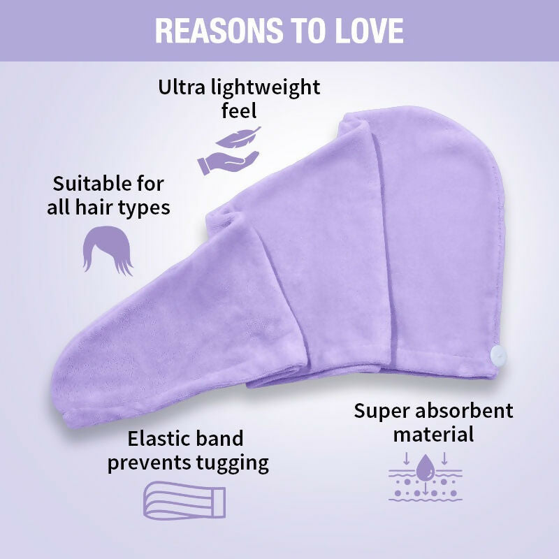 Nykaa Naturals Microfiber Hair Wrap for Frizz Free & Shiny Hair - Lavender - Distacart