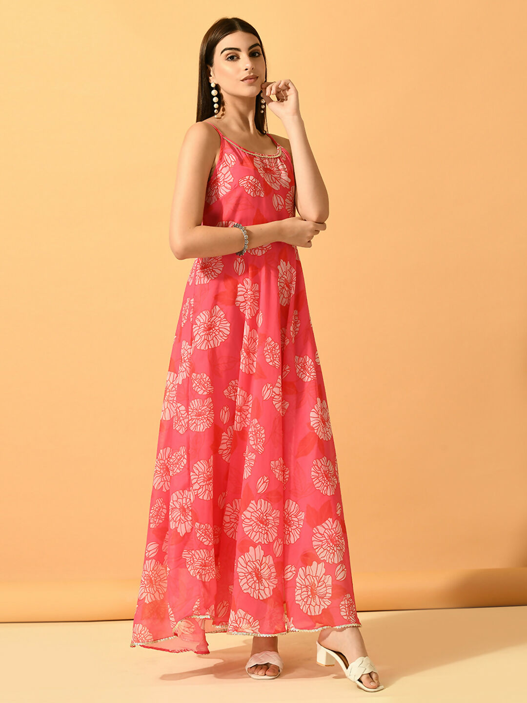 Myshka Women's Pink Fit and Flare Party Dress - Distacart