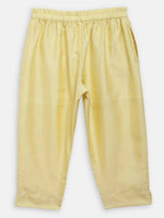 Thumbnail for Ahalyaa Yellow Poly Silk Kids Kurta Pant With Dupatta For Girls - Distacart