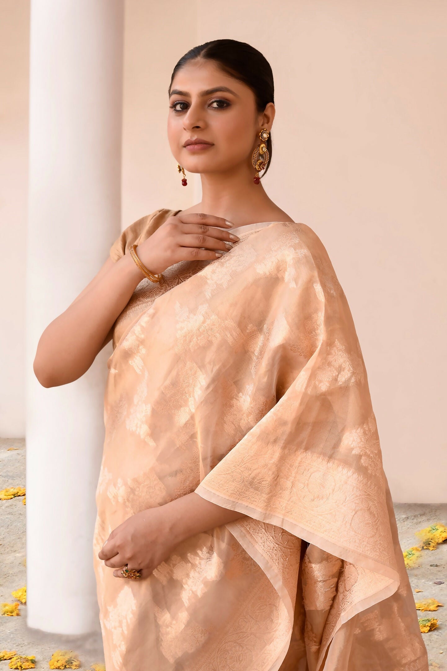 Joban Fashion Gold Banarasi Tissue Saree