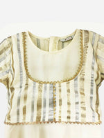 Thumbnail for Ahalyaa Cream Crepe Gold Foil Printed Kids Kurta with Jacket For Girls - Distacart