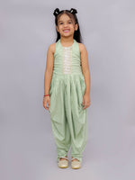Thumbnail for Lil Drama Fusion Fair Girls Green Dhoti Jumper
