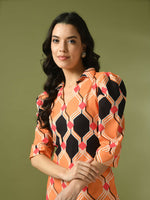 Thumbnail for Myshka Women's Multi Printed Shirt Collar Fit and Flare Party Dress - Distacart