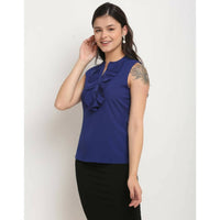 Thumbnail for Aastha Fashion Women's Royal Blue Polyester Solid Casual Top - Distacart