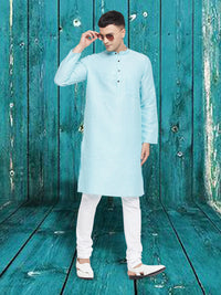 Thumbnail for Even Apparels Men's Pure Cotton Turquoise Kurta - Distacart