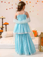 Thumbnail for Joban Fashion Girl's Sky Blue Color Lehenga Choli