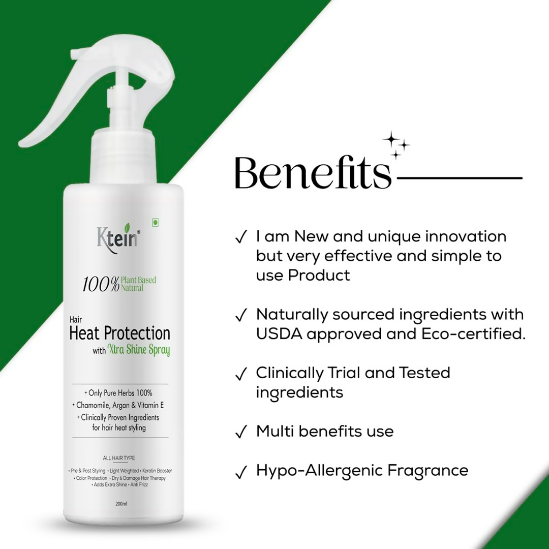 ktein 100% Plant Based Natural Hair Heat Protection with Xtra Shine Spray Hair Spray - Distacart