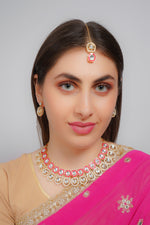 Thumbnail for Divisha Alloy Gold-plated Pink Meenakari Kundan Jewellery Set