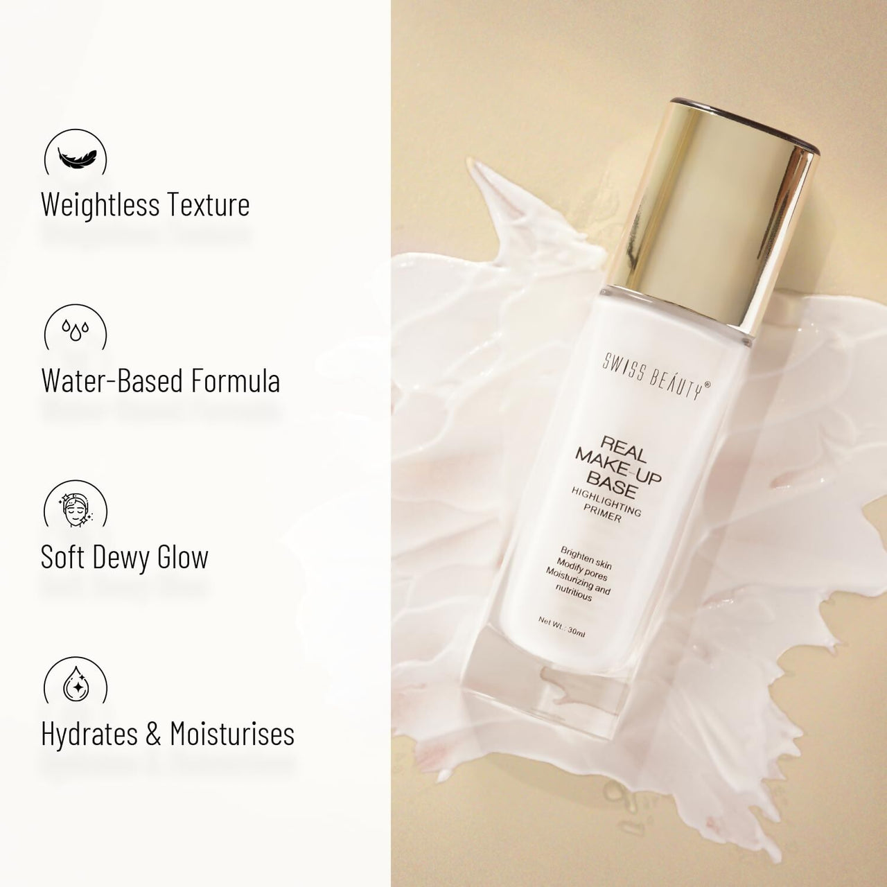 Swiss Beauty Real Makeup Base Highlighting Primer - Shade- Pink Tint - Distacart