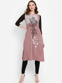 Thumbnail for Ahalyaa Women Mauve Printed Straight Kurta