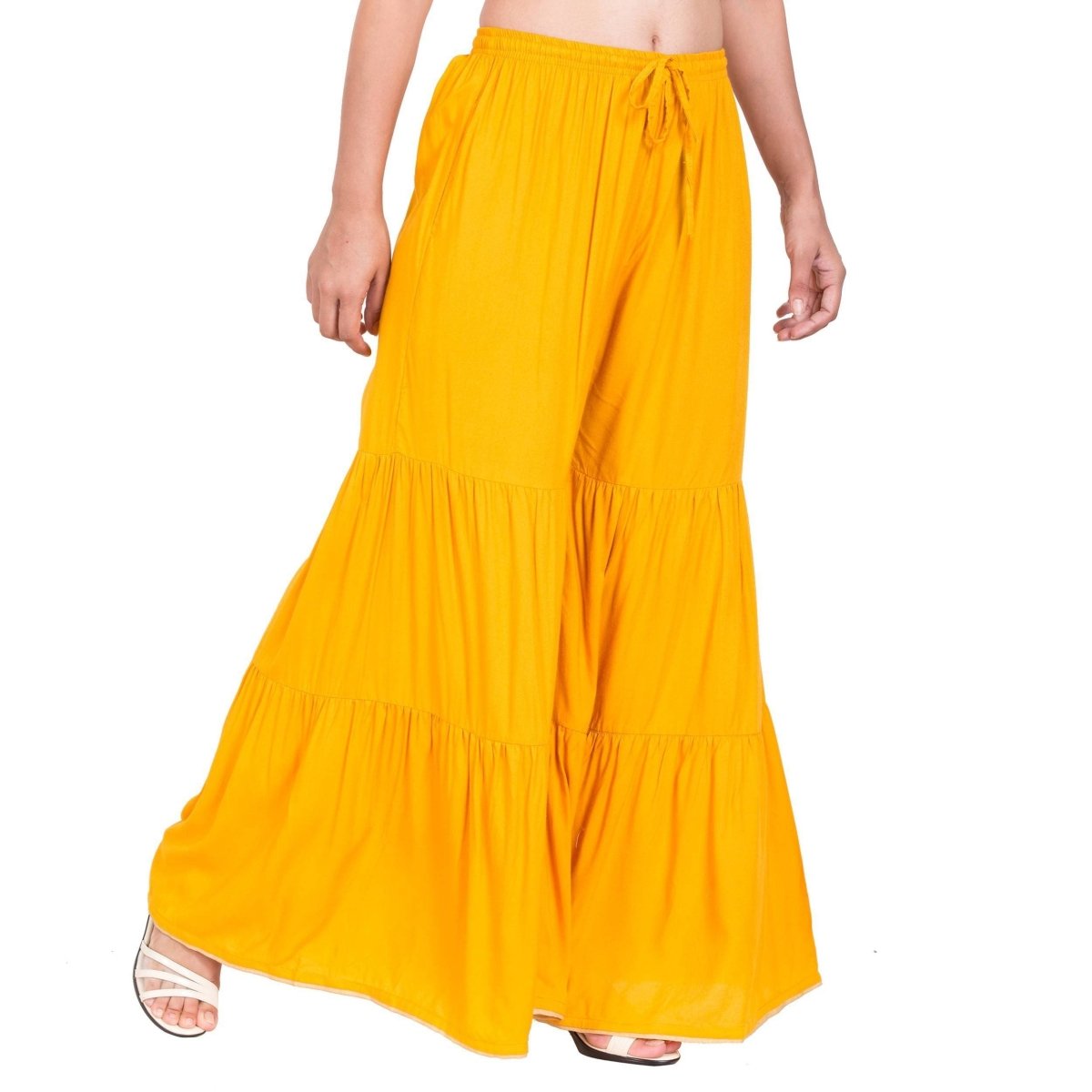 Asmaani Mustard Color Solid Plain Gharara