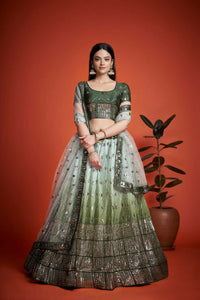 Thumbnail for Jyoti Fashion Women's Mehendi Heavy Chinon Sequins Embroidered Designer Lehenga Choli Set