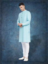 Thumbnail for Even Apparels Men's Pure Cotton Turquoise Kurta - Distacart