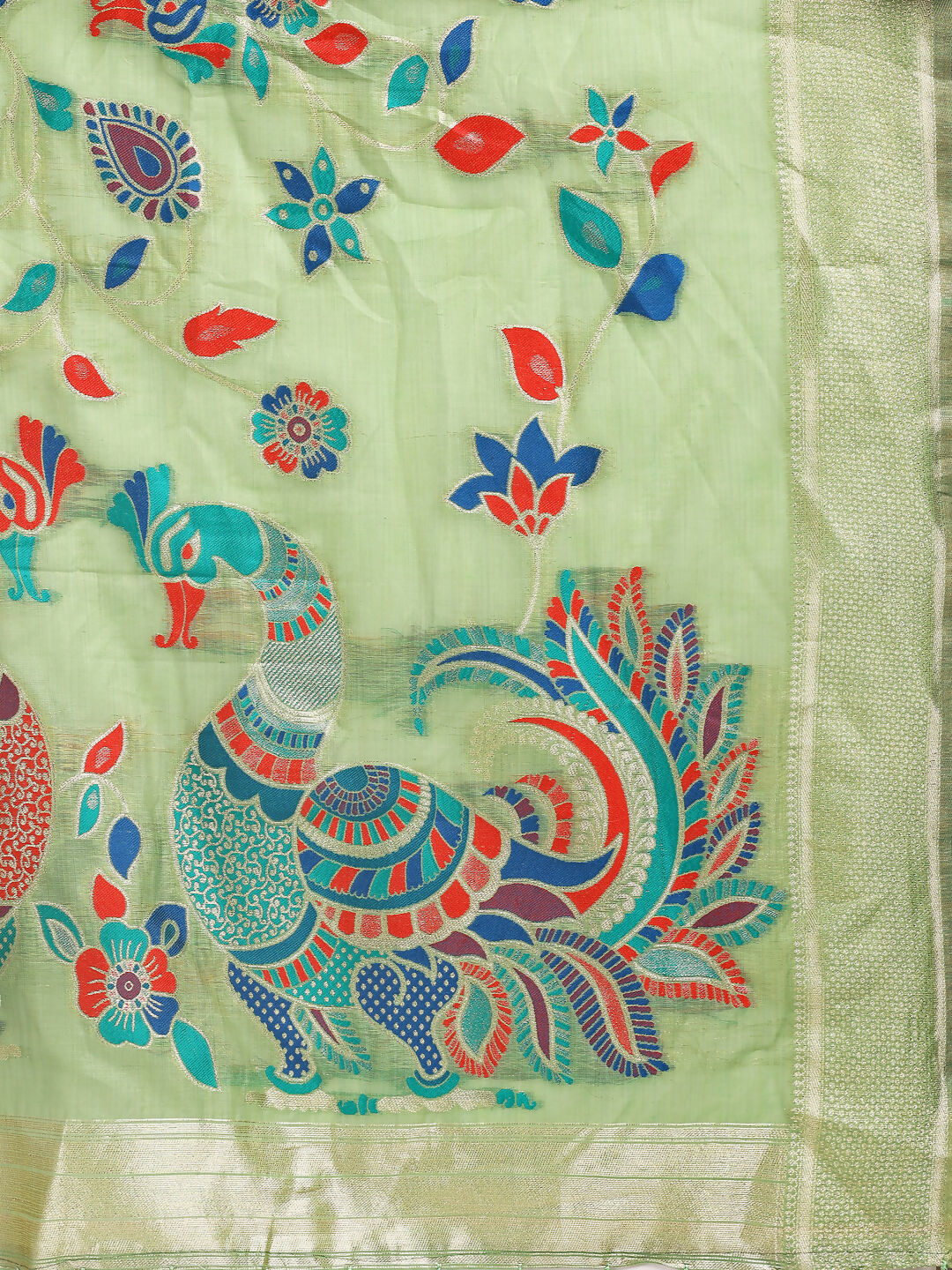 Astita Linen Cotton Light Green Saree