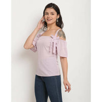 Thumbnail for Aastha Fashion Women's Light Purple Polyester Solid Casual Top - Distacart