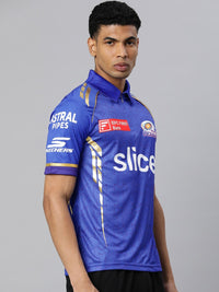 Thumbnail for playR Men Printed Polo Collar Dri-FIT MI Official Match Jersey T-shirt IPL, T20 - Distacart