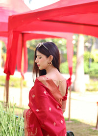Thumbnail for Aastha Fashion Red Thread Woven Cotton Silk Saree with Blouse - Distacart