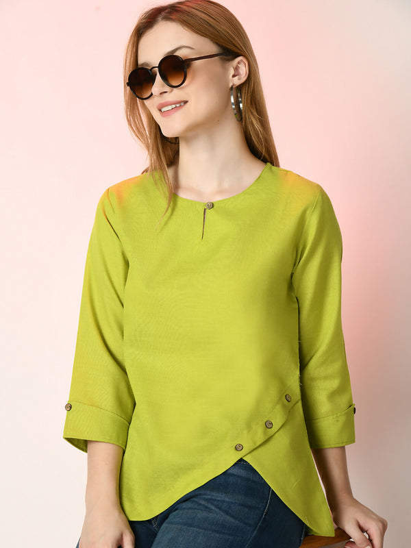 Myshka Women's Green Solid Top - Distacart