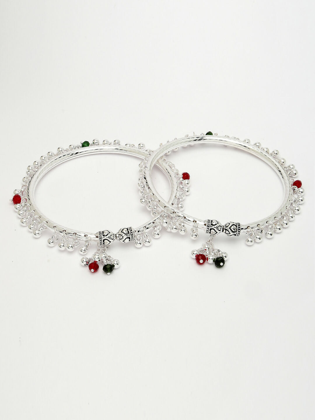NVR Women's Set of 2 Silver-Plated Kada Anklets - Distacart