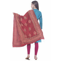 Thumbnail for A R SILK Mehroon Color Chanderi gold print Chanderi cotton Dupattas & Chunnis