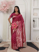 Thumbnail for Astita Lichi Silk Wine Saree
