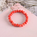 Thumbnail for NVR Men & Women Red Marbel Crystal Elasticated Bracelet - Distacart