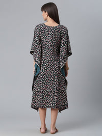Thumbnail for Ahalyaa Crepe Black Digital & Foil Floral Printed Kaftan
