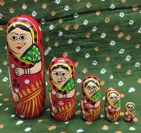 Thumbnail for Elite Trading Wooden Indian Nesting Doll Set for Girls (5 Dolls)