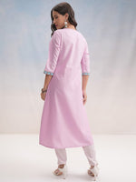 Thumbnail for Vishudh Floral Embroidered A-Line Kurta - Distacart