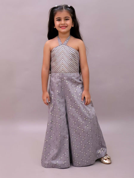 Lil Drama Mehfil Grey Stylish Jumpsuit For Girls
