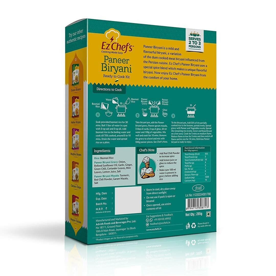 Ez Chef's Paneer Biryani Kit - Distacart