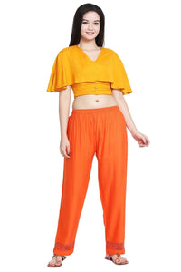 Thumbnail for Asmaani Orange Color Plain Lace Palazzo