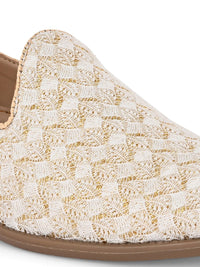 Thumbnail for House of Pataudi Men Ethnic Embroidered Slip On Mojaris Shoes
