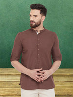 Thumbnail for Even Apparels Men's Linen Brown Kurta - Distacart