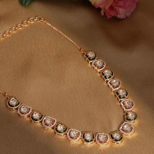 Kundan and Daimond Neckpiece (Gold) - Ruby Raang - Distacart