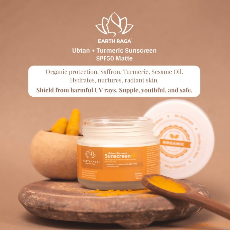 Earthraga Ubtan + Turmeric SPF 50 Matte Sunscreen - Distacart