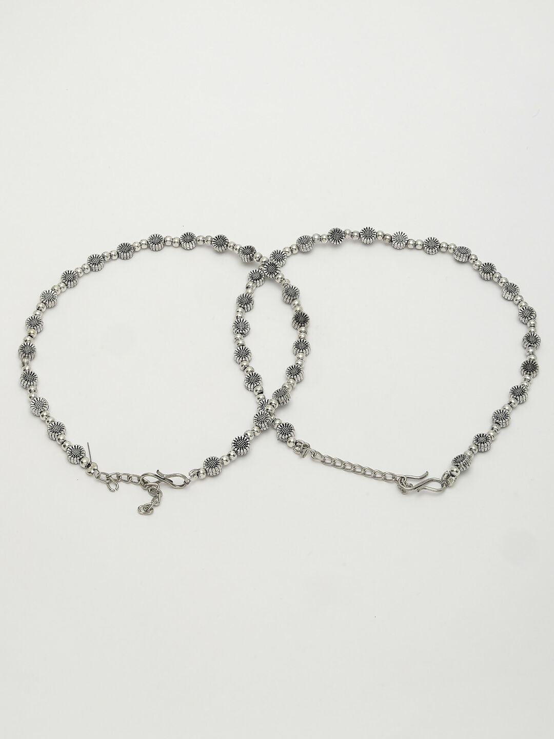 NVR Women's Set of 2 Silver-Plated German Silver Anklets - Distacart