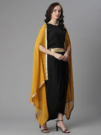 Thumbnail for Ahalyaa Women's Black Crepe Top Skirt With Shrug - Distacart