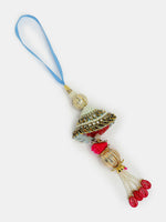 Thumbnail for NVR Women & Men Set of 2 Blue Kundan-Studded & Beaded Bhaiya Bhabhi Rakhi With Roli Chawal - Distacart