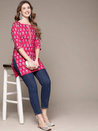 Thumbnail for Anubhutee Pink Ethnic Motifs Printed Kurti - Distacart