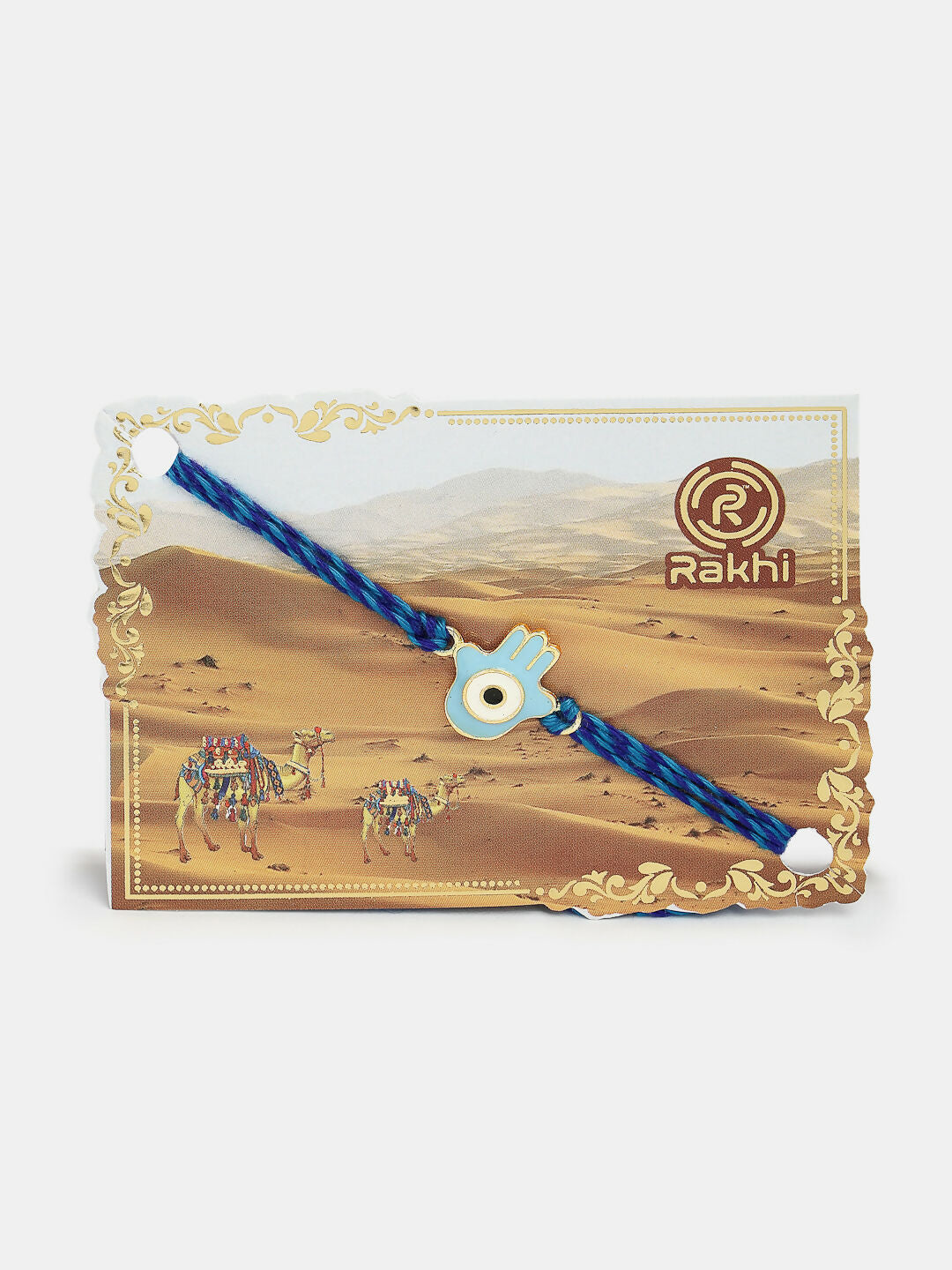 NVR Women & Men Set of 4 Blue Evil Eye Charm Rakhi With Roli Chawal & Chocolate - Distacart
