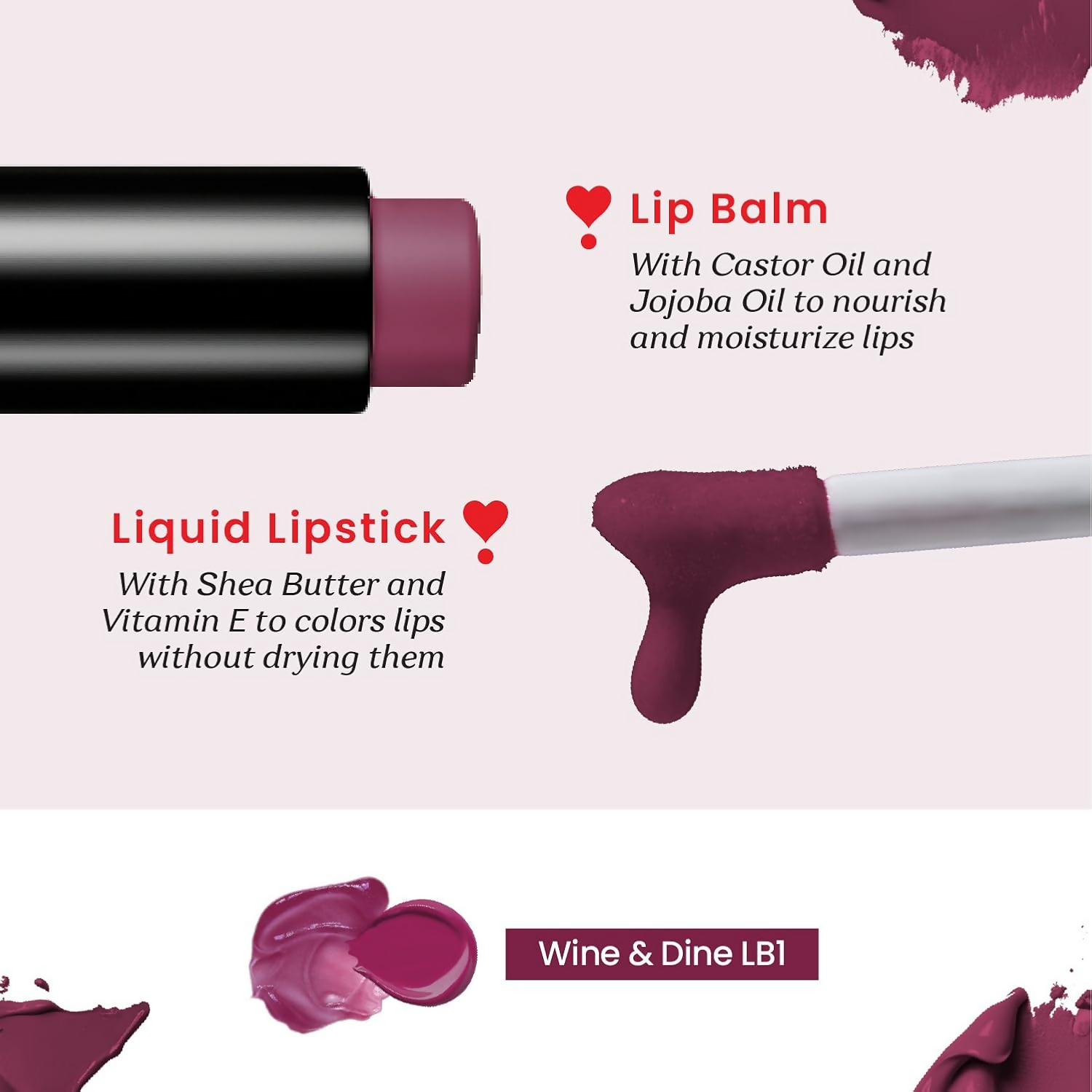 Color Cupid 2 in 1 Tinted Lip Balm + Liquid Lipstick - Wine & Dine - Distacart