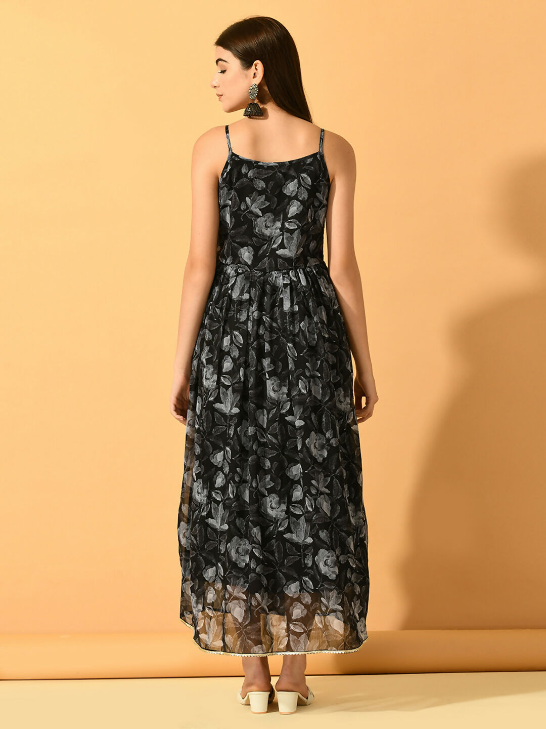 Myshka Women's Black Fit and Flare Party Dress - Distacart