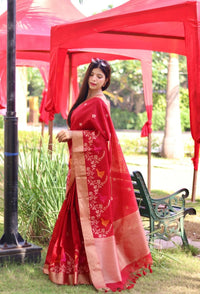 Thumbnail for Aastha Fashion Red Thread Woven Cotton Silk Saree with Blouse - Distacart