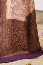 Thumbnail for Joban Fashion Ivory Crepe Chiffon Pure Handloom Banarasi Silk Saree