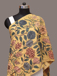 Thumbnail for Yellow Kalamkari Hand Painted Sico Stole with Floral Design - Global Threads - Distacart