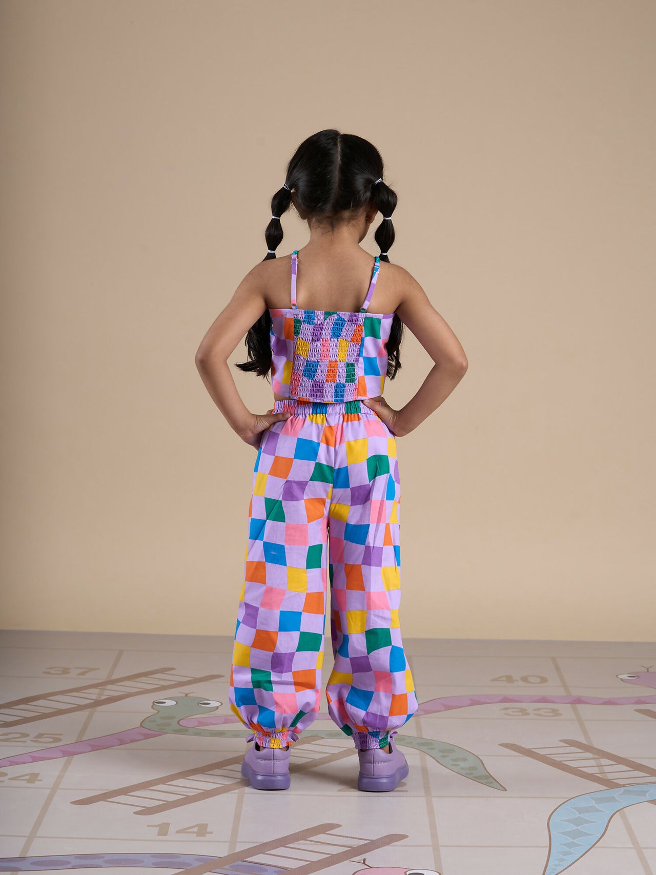 Snakes and Ladders Girls Multi Color Rotary Print Top and Pant Set from Siblings Collection - Distacart